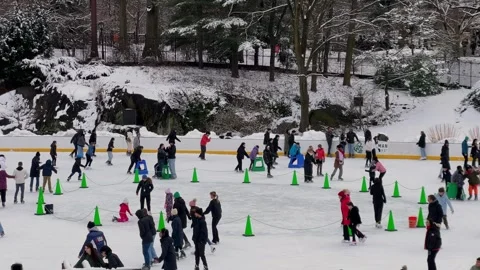 Winter Ice Skating Fun Together in a Beautiful Snowy Landscape Filled with Joy Video stock 291511993