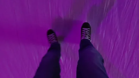 Winter Ice Skating Under Pink Holiday Lights Stock-Footage 292447314