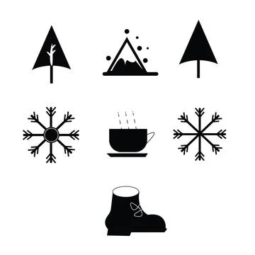 Winter Icon Set – Black Stock Illustration