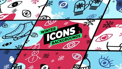Winter Icons Backgrounds 库存 After Effects