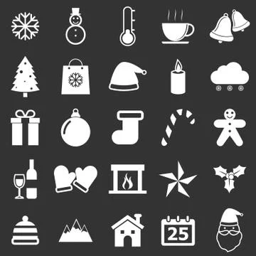 Winter icons on black background Stock Illustration