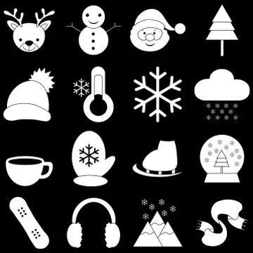 Winter icons with black Background Stock Illustration