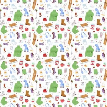 Winter icons seamless pattern vector patches Illustrazione stock