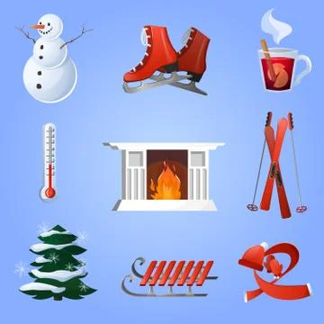Winter Icons Set Illustrazione stock
