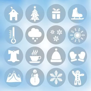 Winter icons set Ilustración de archivo