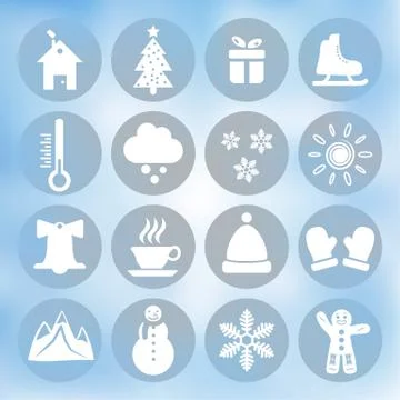 Winter icons set Illustrazione stock