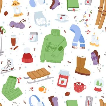 Winter icons vector pattern Illustrazione stock