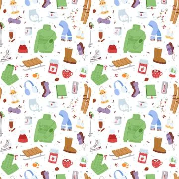 Winter icons vector pattern Stock Illustration