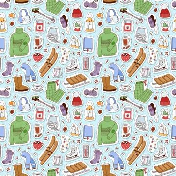 Winter icons vector pattern Stock Illustration