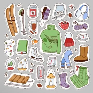 Winter icons vector pattern Stock Illustration