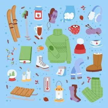 Winter icons vector pattern Stock Illustration