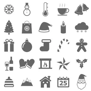 Winter icons on white background Illustrazione stock