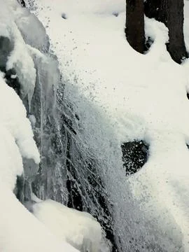 Winter Icy Waterfall Closeup Stock Photos