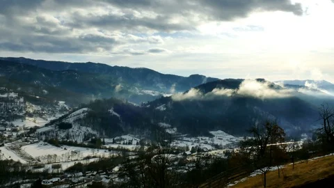 Winter Idyll in the Mountainous Area Stock Footage 102349038