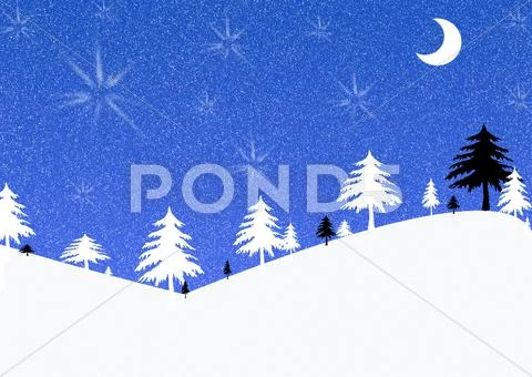 Winter illustration in blue, black and white Stock Illustration