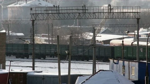 Winter industrial city Stock Footage 70910697