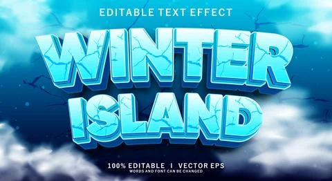 Winter island 3d vector text effect with modern style design 스톡 일러스트