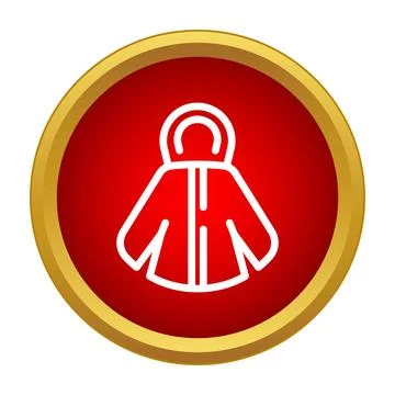 Winter jacket apparel icon on red circle Stock Illustration