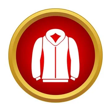 Winter jacket clothing icon on red circle Stock Illustration
