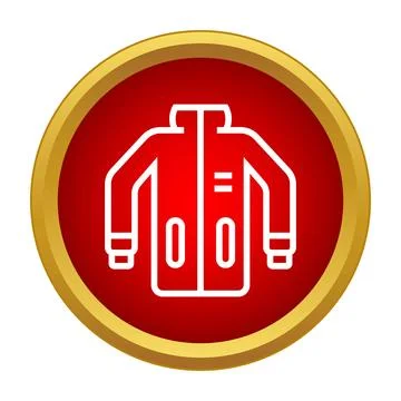 Winter jacket clothing icon on red circle button Stock Illustration