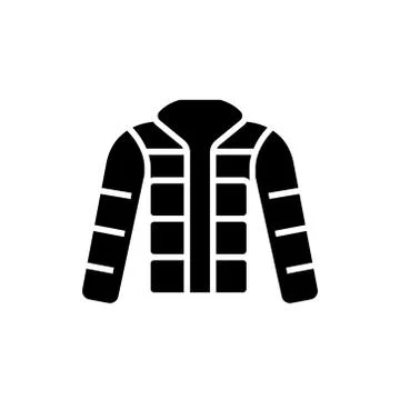 Winter jacket - down jacket - outdoor icon, vector illustration, black sign on Stock Illustration
