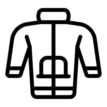 Winter jacket protecting from cold with zipper and pockets icon outline vecto Stock Illustration