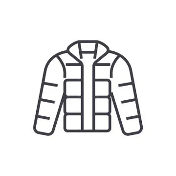 Winter jacket,downjacket,outdoor clothes vector line icon, sign, illustration on Illustrazione stock