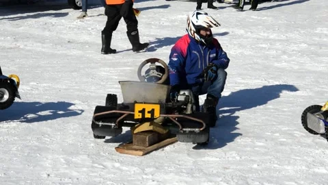 Winter karting competitions Stock Footage 130473316
