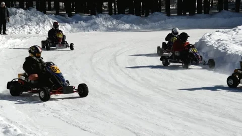 Winter karting competitions Stock Footage 130473593