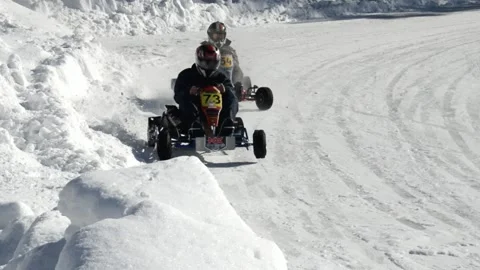 Winter karting competitions Stock Footage 130474256