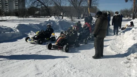Winter karting competitions Stock Footage 130477869