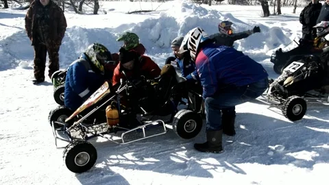Winter karting competitions Stock Footage 130478280