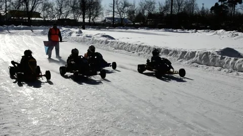 Winter karting competitions Stock Footage 130478940