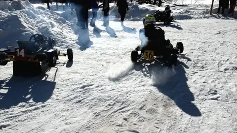 Winter karting competitions Stock Footage 130479147
