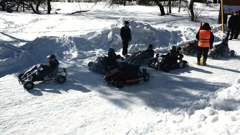 Winter karting competitions Stock Footage 130479382