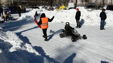 Winter karting competitions Stockbeeldmateriaal 130480571