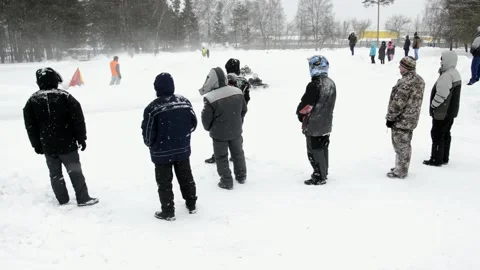 Winter karting competitions Stock Footage 130481684