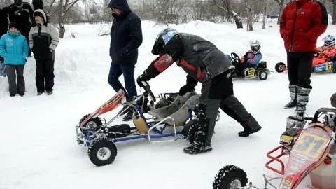 Winter karting competitions Stock Footage 130481954