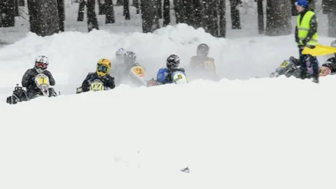 Winter karting competitions Stock Footage 130482471