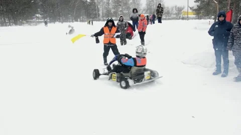 Winter karting competitions Stock Footage 130482545