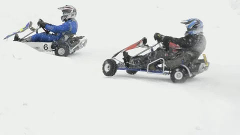 Winter karting competitions 스톡 동영상 130483073