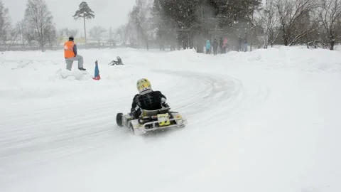 Winter karting competitions Stock Footage 130483440