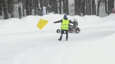 Winter karting competitions Stock Footage 130483726