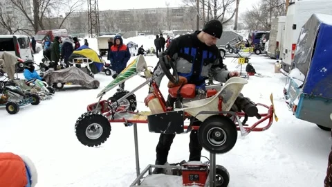 Winter karting competitions Stock Footage 130486112