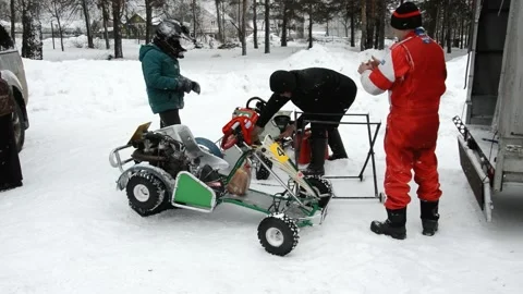 Winter karting competitions Stock Footage 130486303