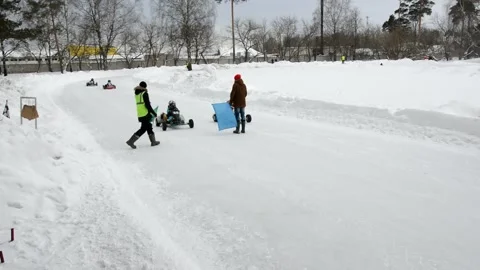 Winter karting competitions Stockbeeldmateriaal 130538265