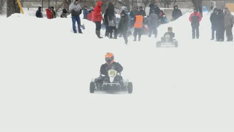 Winter karting competitions Stock Footage 130538934