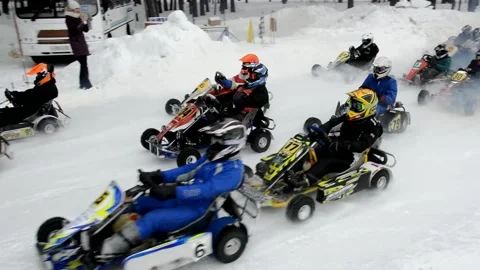 Winter karting competitions Stock Footage 130539226