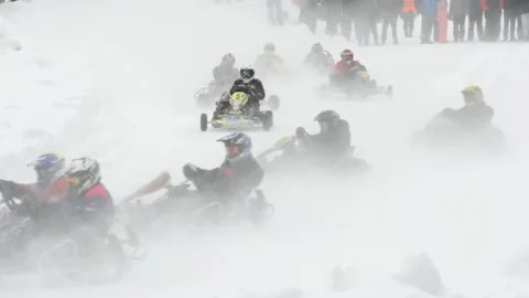 Winter karting competitions Stock Footage 130539486