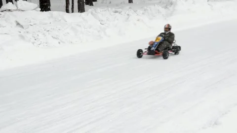 Winter karting competitions Stock Footage 130539610
